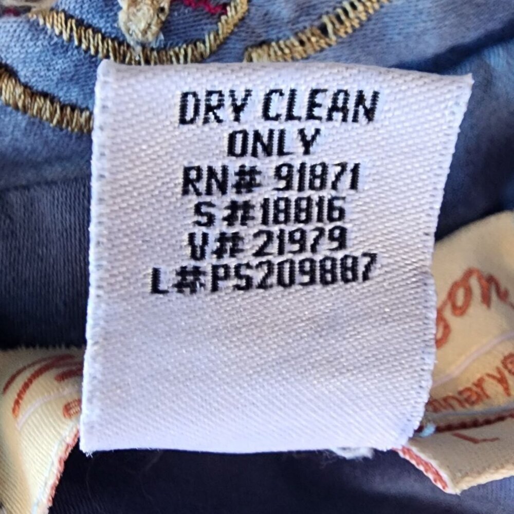 Vintage Norm Thompson Womens Large Jacket Patch Work Embroidered Tie Dye Blue - Picture 11 of 12